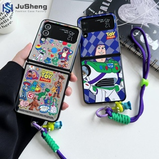 Jusheng เคสโทรศัพท์มือถือ แบบกระจก ลาย Toy Story แฟชั่น สําหรับ Samsung Z Flip5 Z Flip4 Z Flip3