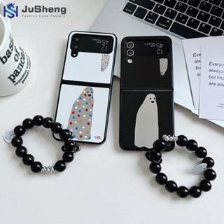 Jusheng เคสโทรศัพท์มือถือ แบบกระจก ไร้หน้า แฟชั่น สําหรับ Samsung Z Flip5 Z Flip4 Z Flip3