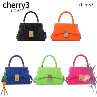 Cherry3 กระเป๋าสะพายไหล่ สะพายข้าง หนัง PU สีพื้น สําหรับผู้หญิง