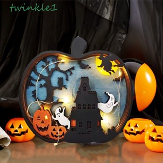 Twinkle1 ฟักทองไม้ 3D หลายชั้น รูปป่า สามมิติ พร้อมไฟ สําหรับตกแต่งปาร์ตี้ฮาโลวีน ของขวัญวันเกิด