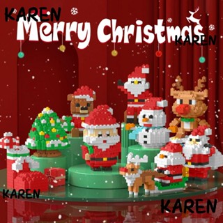 Karen โมเดลฟิกเกอร์พลาสติก รูปซานตาคลอส สโนว์แมน คริสต์มาส ขนาดเล็ก สําหรับเด็ก