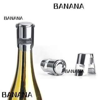 Banana1 จุกไม้คอร์กแชมเปญ สเตนเลส สีเงิน ใช้ซ้ําได้ 2.2 นิ้ว 2 ชิ้น