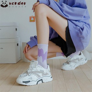 Wonder ถุงน่อง ลายสายรุ้งน่ารัก สไตล์สตรีท สําหรับผู้หญิง และผู้ชาย