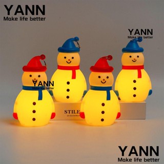 Yann1 โคมไฟกลางคืน LED พลาสติก ลายการ์ตูนสโนว์แมน เรืองแสง สีฟ้า สีแดง สําหรับเด็ก