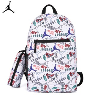 【พร้อมส่ง】ของแท้ 100% กระเป๋าเป้สะพายหลัง พิมพ์ลายโลโก้ Air Jordan สําหรับนักเรียน สํานักงาน