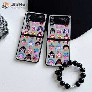 Jiehui เคสโทรศัพท์มือถือ แบบกระจก สไตล์ยุโรป และอเมริกา สําหรับ Samsung Z Flip5 Z Flip4 Z Flip3