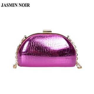 Jasmin NOIR กระเป๋าคลัทช์ กระเป๋าสะพายไหล่ หนังจระเข้ แต่งสายโซ่โลหะ ขนาดเล็ก สําหรับผู้หญิง