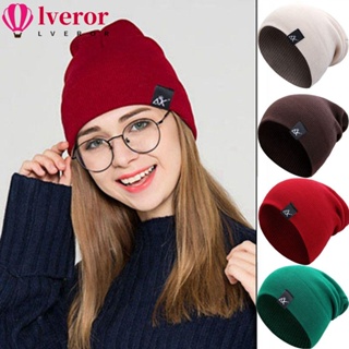 Lveror หมวกบีนนี่ลําลอง ผ้าถัก คุณภาพสูง สีพื้น สําหรับผู้หญิง