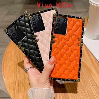 Luxury Corner Guard เคส Vivo V27e V27 V25 V25e Soft case Classic Rhombus Lattice Vivo V29 V23 V23e เคสโทรศัพท์ แบบนุ่ม V15