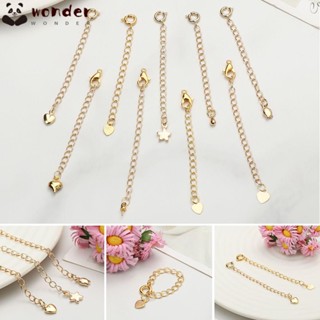 Wonder สายโซ่ต่อขยาย สีทอง 18k สําหรับทําเครื่องประดับ สร้อยข้อมือ DIY 1 ชิ้น