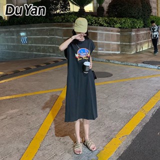 Du Yan ใหม่ เสื้อยืดแขนกุด กระโปรงยาว สไตล์เกาหลี ฮาราจูกุ แฟชั่นฤดูร้อน สําหรับผู้หญิง นักเรียน