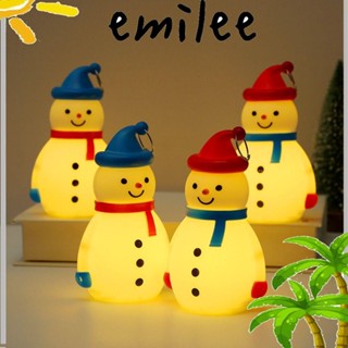 Emilee โคมไฟกลางคืน LED จี้การ์ตูนสโนว์แมน เรืองแสง สีฟ้า พลาสติก สีแดง สําหรับเด็ก