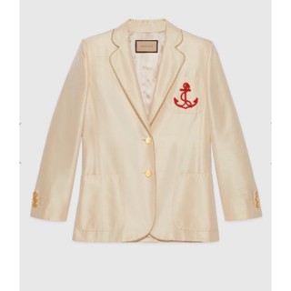 ♥ เช็คสินค้าก่อนสั่ง GUCCI SILK JACKET เสื้อสูท เสื้อคลุม เบรเซอร์ ผ้าสวยมาก ปักลายสมอเรือ ทรงปกเบิ้ล กุชชี่