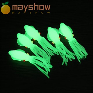 Mayshow 5 ชิ้น / เซต เหยื่อปลาหมึกน้ําเค็ม เรืองแสง ประดิษฐ์ แบบพกพา ซิลิโคนนิ่ม หางยาว