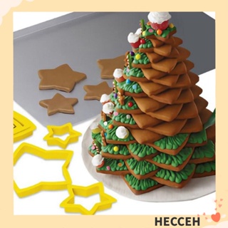 Hecceh แม่พิมพ์ตัดคุกกี้ บิสกิต รูปต้นคริสต์มาส DIY สําหรับตกแต่งเค้ก 6 ชิ้น ต่อชุด