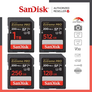 SanDisk Extreme Pro SD Card SDXC 1TB 512GB  256GB Speed R/W	200MB/s R, 140MB/s( SDSDXXD )กล้องDSLR ประกัน Synnexlifetime