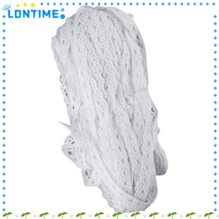 Lontime ริบบิ้นลูกไม้ ผ้าฝ้าย สีขาว สําหรับตกแต่งชุดเดรส