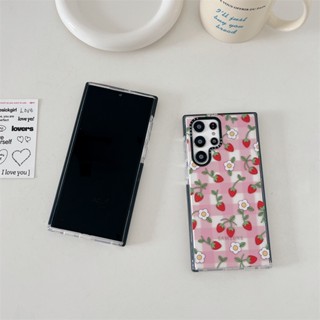 เคสโทรศัพท์มือถือแบบนิ่ม TPU ลายสก๊อต สตรอเบอร์รี่ แฟชั่น สําหรับ Samsung S23 S23 + S23 Ultra S22 S22 + S22 Ultra S20 + S20 Ultra S21 +