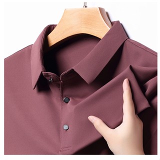 Spot summer POLO shirt mens high-grade t-shirt ice silk feel short-sleeved lapel Tee breathable high-end mesh shirt collar shirt solid color fashion mens wear mens wear