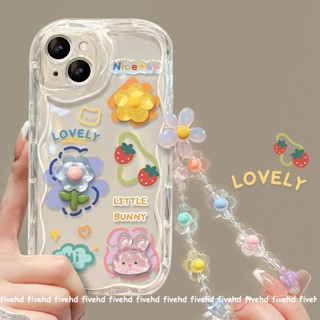 เคสโทรศัพท์มือถือนิ่ม ขอบโค้ง ลายดอกไม้ กระต่าย สตรอเบอร์รี่ 3D DIY พร้อมสายคล้อง สําหรับ Redmi 12C 10C 10A 10 9T 9C 9A Redmi Note 12s 12 11 11s 10 10s 9s Pro Mi12 11Lite Poco X3