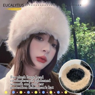 Eutus หมวกบักเก็ต ผ้ากํามะหยี่ แบบนิ่ม ให้ความอบอุ่น เหมาะกับฤดูหนาว สําหรับผู้หญิง