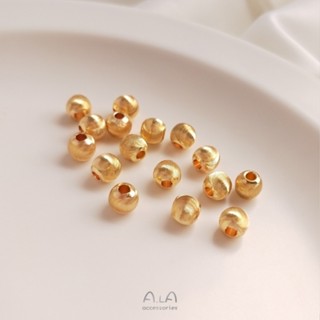 สร้อยข้อมือ สร้อยคอ ลูกปัด ทรงกลม ชุบทอง 14k ประดับลูกปัด ลายดอกไม้ ทรงหลวม DIY