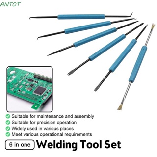 Antot ชุดเครื่องมือช่วยเชื่อมบัดกรี แปรงทําความสะอาด PCB เหล็กคาร์บอน อเนกประสงค์ 6 ชิ้น
