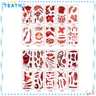 Teath สติกเกอร์รอยสัก ลายฮาโลวีน กันน้ํา 10 ชิ้น ต่อชุด