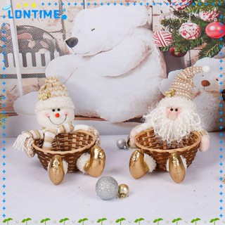 Lontime ตะกร้าใส่ขนม คุกกี้ ลายซานตาคลอส สโนว์แมน คริสต์มาส สําหรับตกแต่งบ้าน