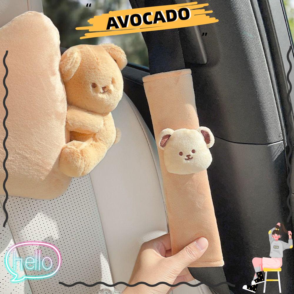Avocarr ปลอกหุ้มเข็มขัดนิรภัยรถยนต์ สายคล้องไหล่ ตุ๊กตาหมี อุปกรณ์เสริมภายในรถยนต์
