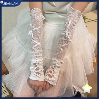 Jeanlan ถุงมือคอสเพลย์ แบบยืดหยุ่น แต่งลูกไม้ สไตล์พังก์ โกธิค DIY