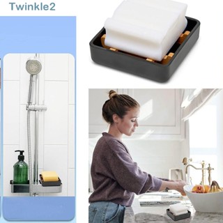 Twinkle จานสบู่ไม้ไผ่ พร้อมฝาปิด ใช้ง่าย อเนกประสงค์ สีดํา สําหรับอาบน้ํา ห้องน้ํา 2 ชิ้น