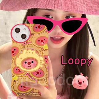 Casing Samsung Galaxy S23 Plus Ultra FE S22 S21 S23+ S22+ S21+ 5G Cute Cartoon Loopy Fine Hole Lens Shockproof Wave Edge Clear Soft Phone Case+Stand 1BW 92