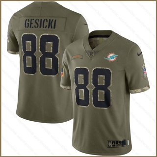 Qy เสื้อยืดลําลอง แขนสั้น พิมพ์ลาย NFL Miami Dolphins Game Jersey Gesicki Salute To Service พลัสไซซ์ 2022