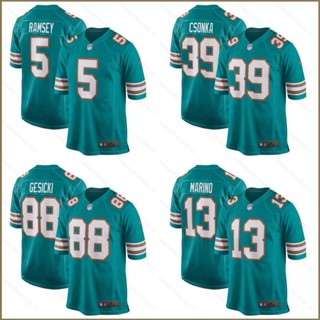 เสื้อยืดกีฬาแขนสั้น ลายทีมฟุตบอล QY NFL Miami Dolphins Game Jersey Ramsey Marino Gericki Csonka พลัสไซซ์