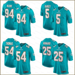 เสื้อยืดกีฬาแขนสั้น ลายทีมชาติฟุตบอล QY NFL Miami Dolphins Game Jersey Wilkins Howard Thomas Ramsey Aqua พลัสไซซ์