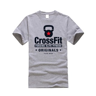 Kettlebells เสื้อยืดลําลอง แขนสั้น คอกลม พิมพ์ลาย CROSSFIT เหมาะกับการเล่นฟิตเนส ยกน้ําหนัก สําหรับผู้ชาย และผู้