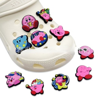 จี้การ์ตูนอนิเมะ Kirby Jibitz Croc Game Jibits Charm น่ารัก สีชมพู อุปกรณ์เสริม สําหรับตกแต่งรองเท้าผู้ชาย