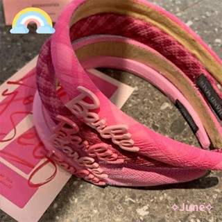 June ที่คาดผม สีชมพู เครื่องประดับแฟชั่น น่ารัก บาร์บี้ ของขวัญ สําหรับผู้หญิง