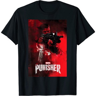 เสื้อยืด ผ้าฝ้ายแท้ พิมพ์ลายกราฟฟิค Marvel The Punisher คุณภาพสูงS-5XLS-5XL