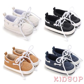 Kidsup1- รองเท้าลําลอง พื้นนิ่ม ผูกเชือก พื้นแบน สีตัดกัน สําหรับเด็กทารกแรกเกิด เด็กวัยหัดเดิน เด็กผู้หญิง เด็กผู้ชาย