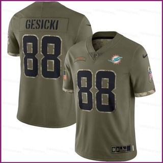 Yx 2022 เสื้อยืดลําลอง แขนสั้น พิมพ์ลาย NFL Miami Dolphins Game Jersey Gesicki Salute To Service พลัสไซซ์