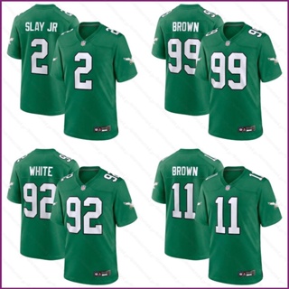 เสื้อยืดกีฬาแขนสั้น ลายทีมชาติฟุตบอล Philadelphia Eagles Game Jersey Slay JR สีน้ําตาล สีขาว พลัสไซซ์