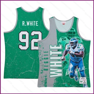 Yx 1992 NFL Philadelphia Eagles Reggie เสื้อกีฬาบาสเก็ตบอล สีขาว สไตล์เรโทร พลัสไซซ์ สําหรับทุกเพศ