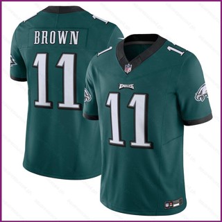 เสื้อกีฬาแขนสั้น ลายทีมชาติฟิลาเดลเฟีย YX NFL Eagles F.u.s.e. สีน้ําตาล เขียว เสื้อยืดกีฬาฟุตบอล พลัสไซส์