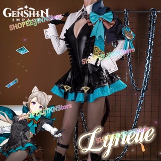 - Jn - Game Genshin Impact Lynette เครื่องแต่งกายคอสเพลย์ New City Fontaine Magician Lynette เครื่องแต่งกายคอสเพลย์ + วิกผม สําหรับผู้หญิง เกมคอส