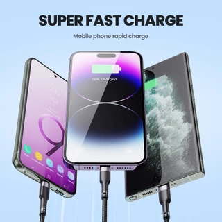 สายชาร์จเร็ว 3-in-1 100W 1.2M USB Type C/Micro/L แล็ปท็อปแท็บเล็ตข้อมูลโทรศัพท์ความเร็วเต็ม