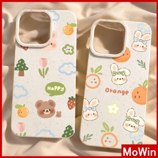 Mowin - เข้ากันได้สำหรับ เคสไอโฟน เคสไอโฟน11 เคส iphone 11 กรณีเป็นมิตรกับสิ่งแวดล้อมสีขาวกรณีนุ่มปกป้องกล้องป้องกันการกันกระแทกน่ารักหมีสีส้มกระต่ายเข้ากันได้กับ iPhone 13 PRO MAX 12 PRO MAX 11 XR XS 7