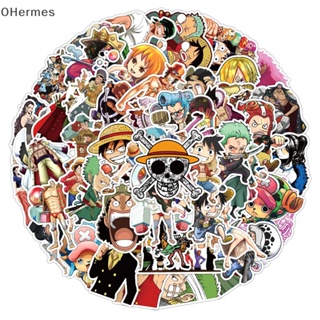 [OHermes] สติกเกอร์ ลายการ์ตูนอนิเมะ ONE PIECE กันน้ํา สําหรับติดตกแต่งกระเป๋าเดินทาง กีตาร์ แล็ปท็อป DIY 50 ชิ้น