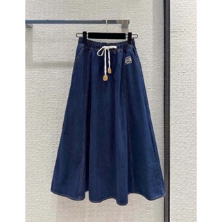 ♥ เช็คสินค้าก่อนสั่ง LOEWE DENIM SKIRT กระโปรงยาว ทรงเอ A-Line ผ้ายีนส์ โลเอเว่